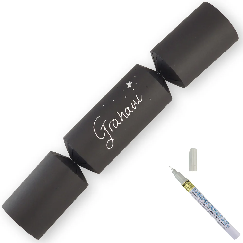 Black | 12 Personalise Your Own Crackers | Make & Fill Your Own | With Pen - Image 3