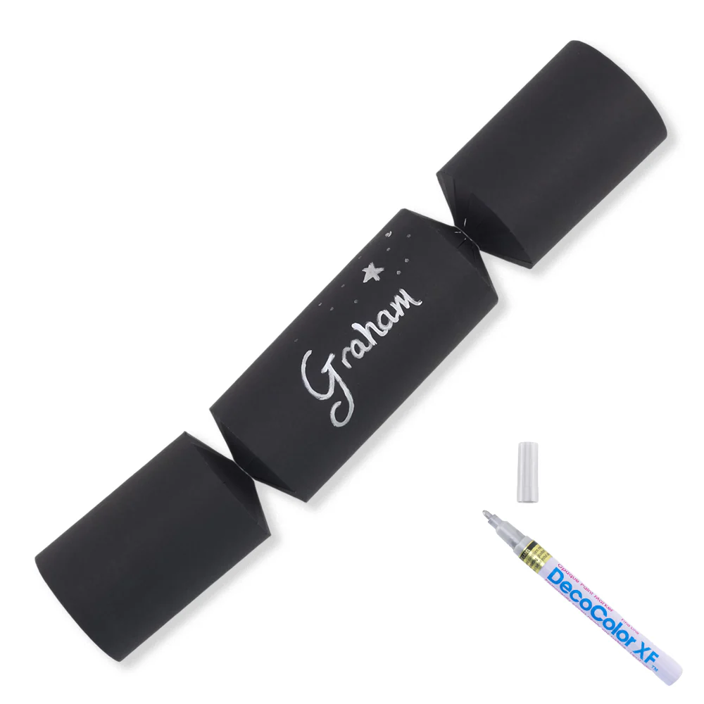 Black | 12 Personalise Your Own Crackers | Make & Fill Your Own | With Pen - Image 4