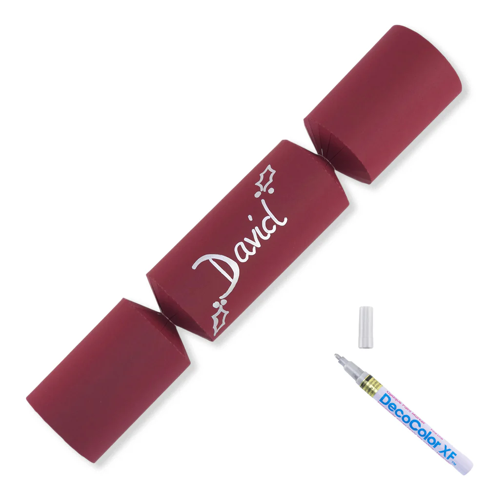 Burgundy Red | 12 Personalise Your Own Crackers | Make & Fill Your Own With Pen - Image 3