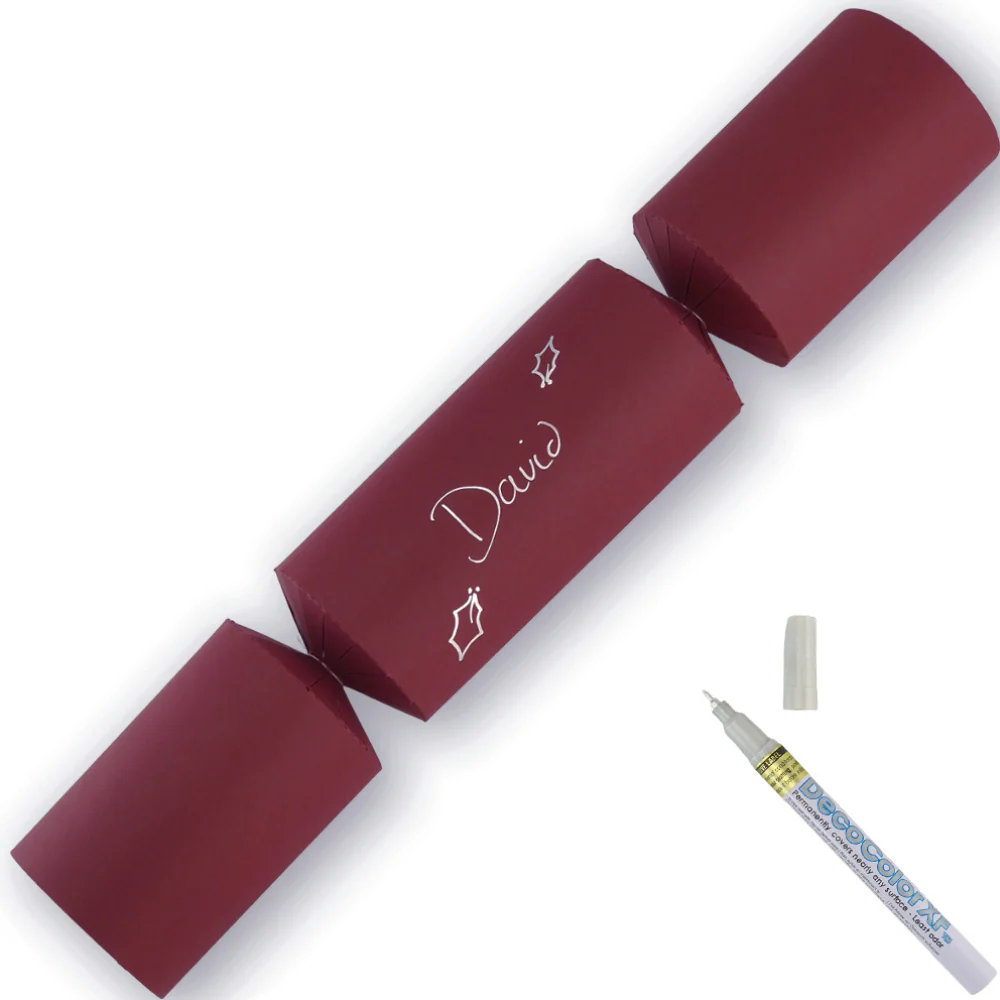Burgundy Red | 12 Personalise Your Own Crackers | Make & Fill Your Own With Pen - Image 5