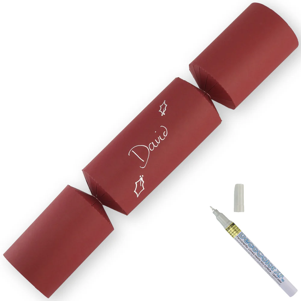Burgundy Red | 12 Personalise Your Own Crackers | Make & Fill Your Own With Pen - Image 6