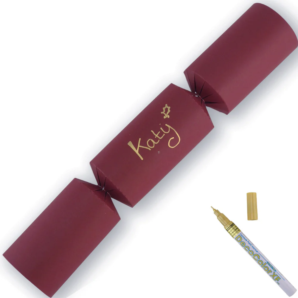 Burgundy Red | 12 Personalise Your Own Crackers | Make & Fill Your Own With Pen - Image 9