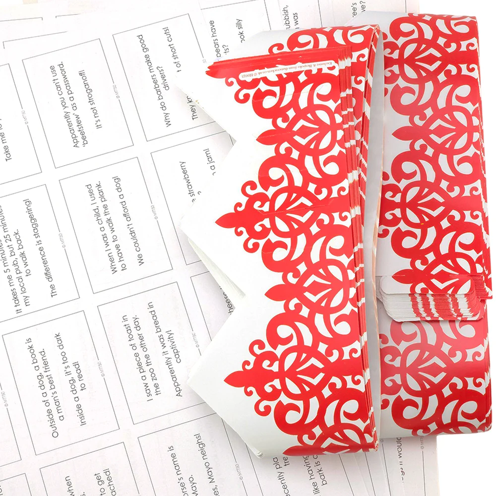 Red Adjustable Paper Hats, Jokes and Optional Snaps | DIY Cracker Accessory Pack - Image 3