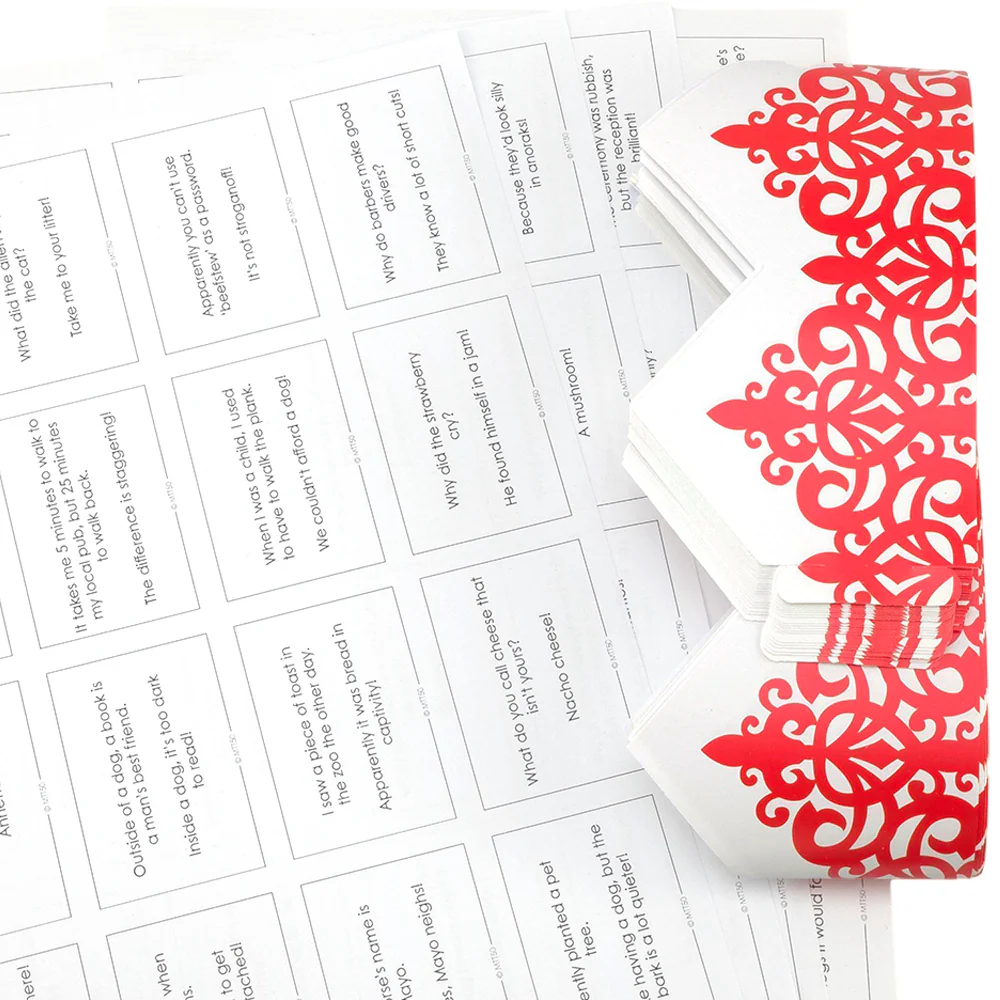 Red Adjustable Paper Hats, Jokes and Optional Snaps | DIY Cracker Accessory Pack - Image 5